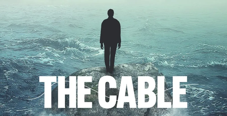 Silhouette on a rock with "THE CABLE"; inspired by Siamsa Tíre theatre Tralee.