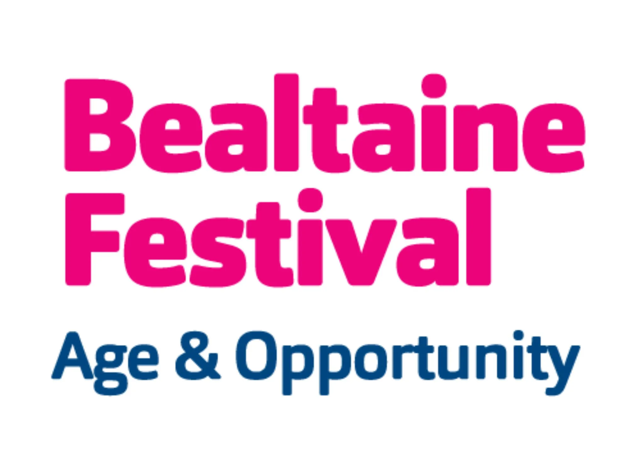 Bealtaine Festival logo, "Age & Opportunity" below; celebrates Siamsa Tíre traditional Irish arts.
