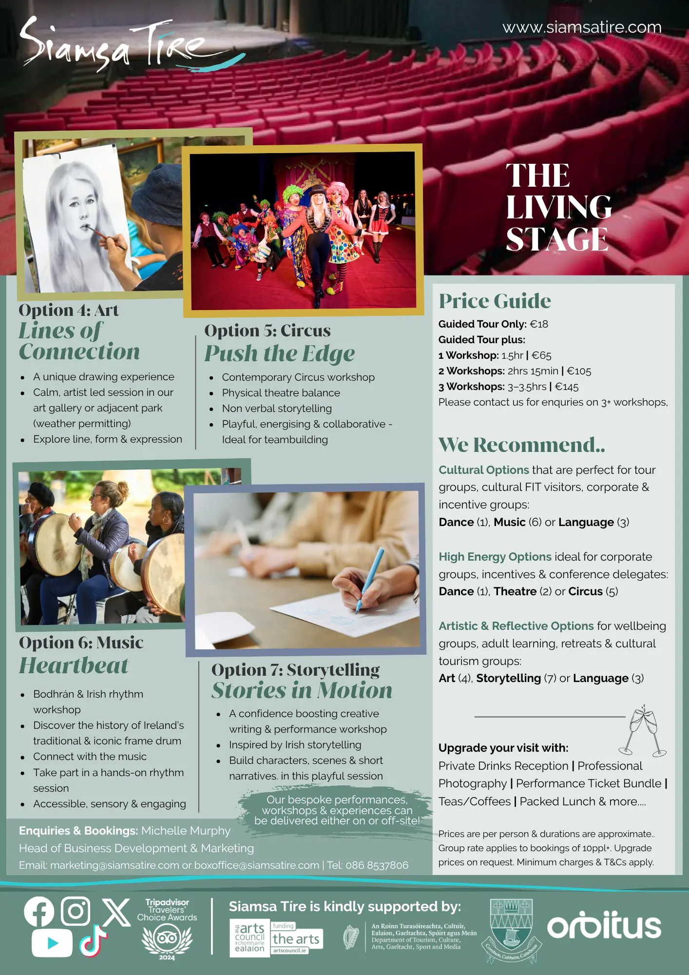 ***A Flyer advertising theatre tours. Title text 'The Living Stage'