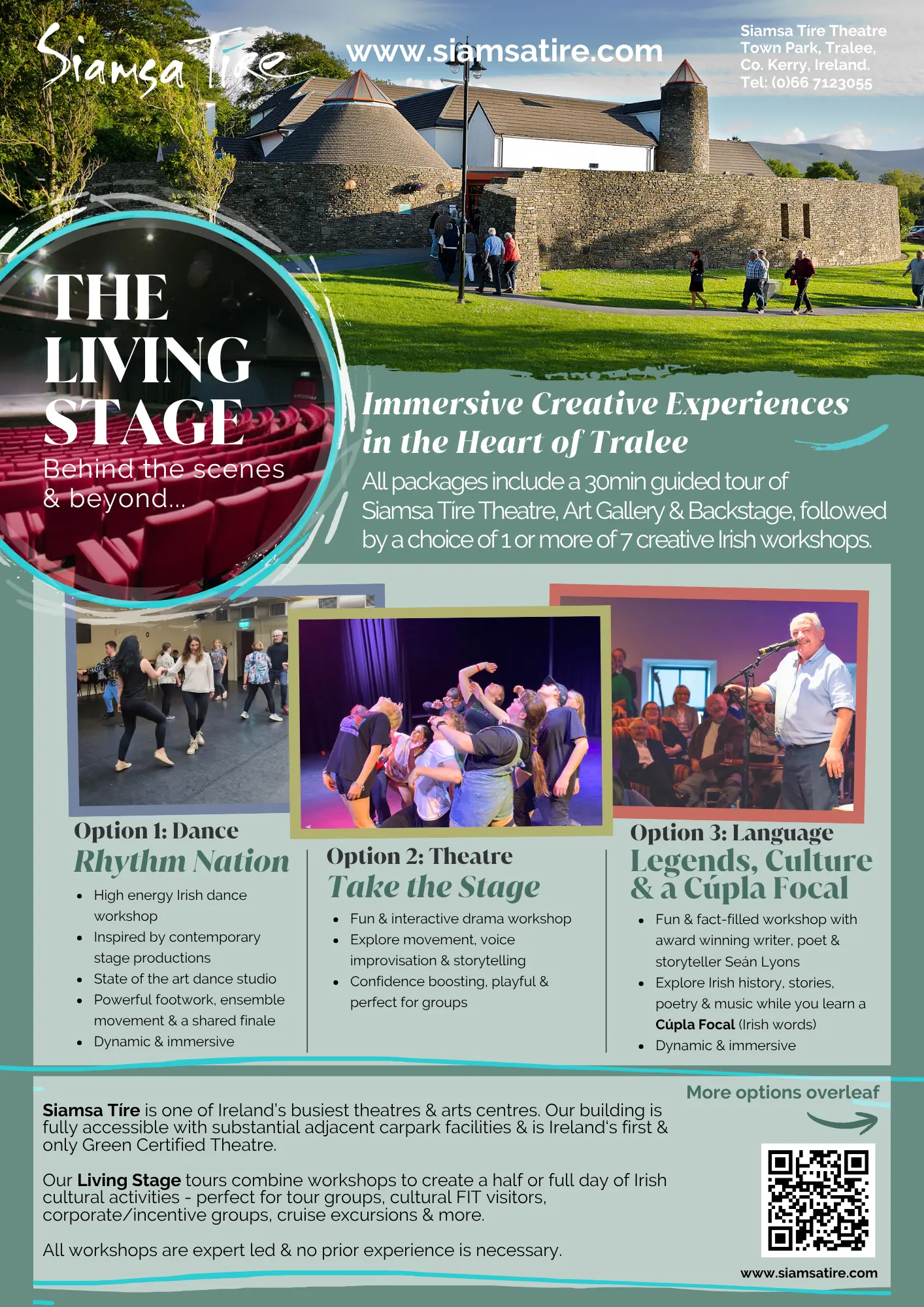 ***A Flyer advertising theatre tours. Title text 'The Living Stage'
