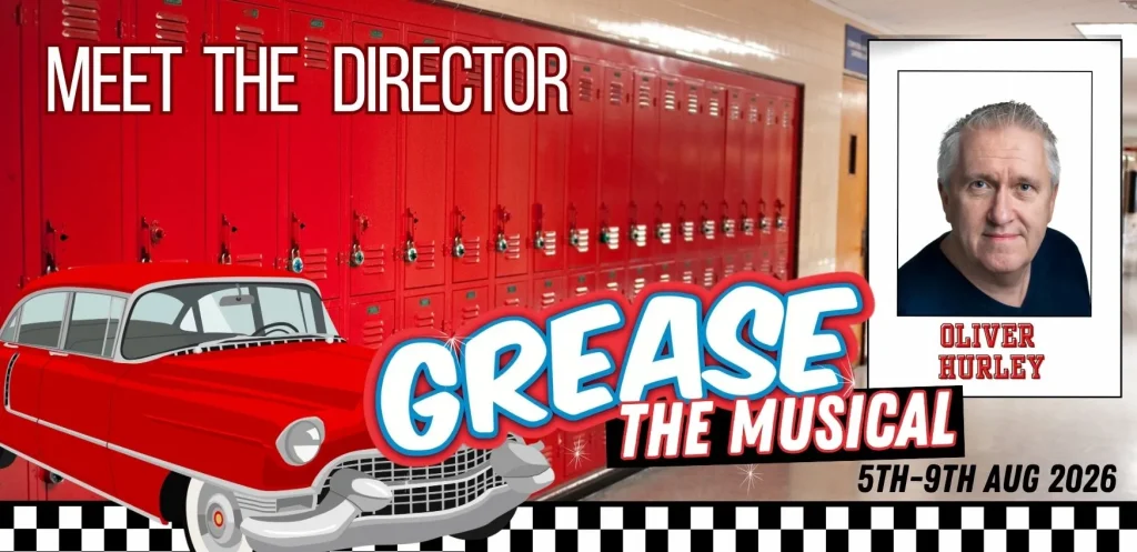 Headshot of a man, Text "Director Grease The Musical"
